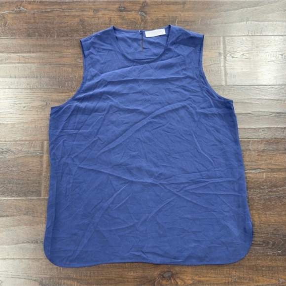 Everlane Blue Silk Sleeveless Tank Top Size 12 Women - Picture 1 of 7